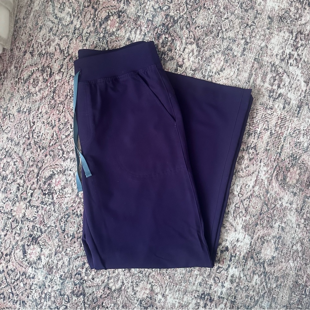 Figs High Waisted Isabel Wide Leg Scrub Pant- Purple Jam Size Large